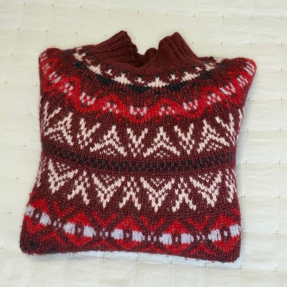 American Eagle Fair Isle Sweater Women's M | Burgundy | Raglan Sleeve Knit | EUC - Picture 12 of 12